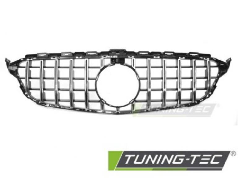 Preview: Upgrade Sportgrill / Kühlergrill passend für Mercedes Benz C-Klasse W205 / C205 / S205 14-23 Hochglanz schwarz/chrom