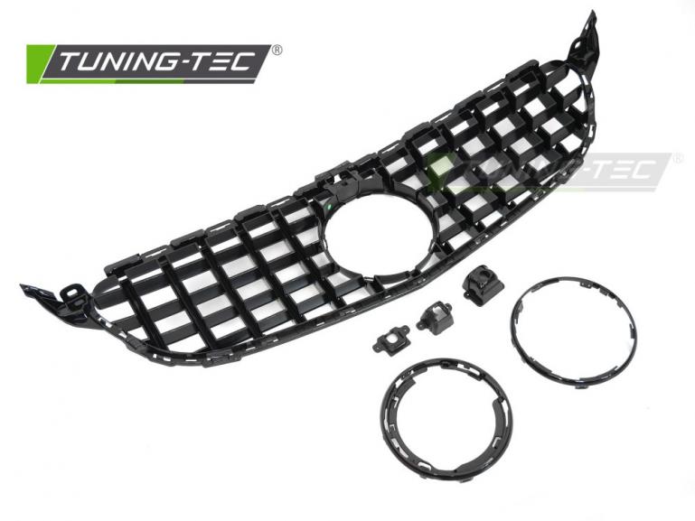 Preview: Upgrade Sportgrill / Kühlergrill passend für Mercedes Benz C-Klasse W205 / C205 / S205 14-23 Hochglanz schwarz