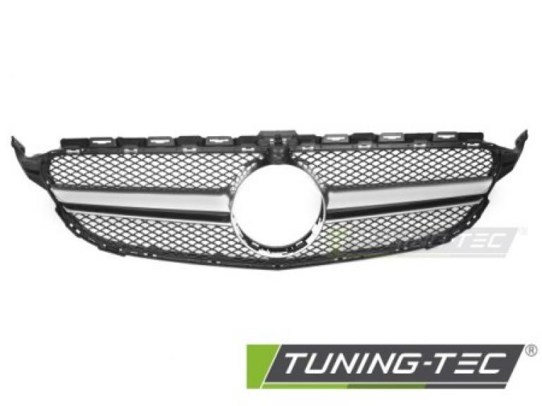 Preview: Upgrade Design Sportgrill / Kühlergrill passend für Mercedes Benz C-Klasse W205 / C205 / S205 14-23 Hochglanz schwarz/chrom
