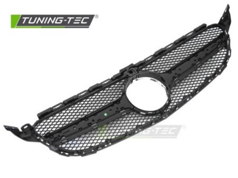 Upgrade Design Sportgrill / Kühlergrill passend für Mercedes Benz C-Klasse W205 / C205 / S205 14-23 Hochglanz schwarz/chrom