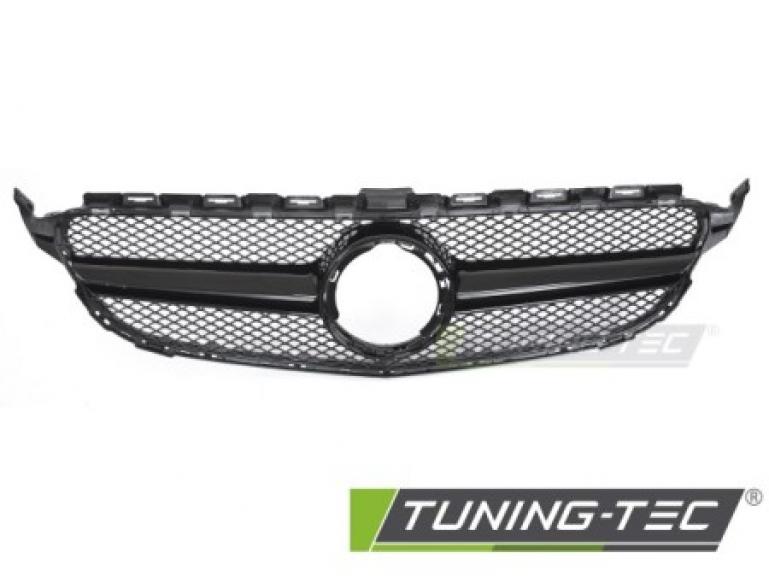 Preview: Upgrade Design Sportgrill / Kühlergrill passend für Mercedes Benz C-Klasse W205 / C205 / S205 18-23 Hochglanz schwarz (ohne Kamera System)