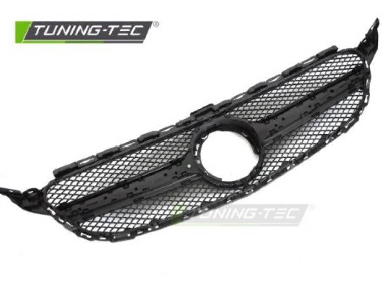 Preview: Upgrade Design Sportgrill / Kühlergrill passend für Mercedes Benz C-Klasse W205 / C205 / S205 18-23 Hochglanz schwarz (ohne Kamera System)