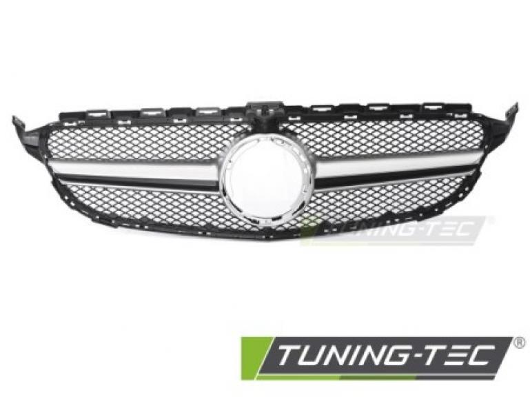 Preview: Upgrade Design Sportgrill / Kühlergrill passend für Mercedes Benz C-Klasse W205 / C205 / S205 18-23 Matt schwarz/Matt Silber
