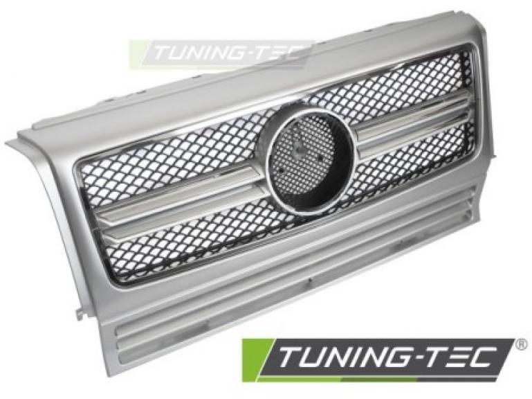 Upgrade Design Sportgrill / Kühlergrill passend für Mercedes Benz G-Klasse W463 90-12 Hochglanz Silber/chrom