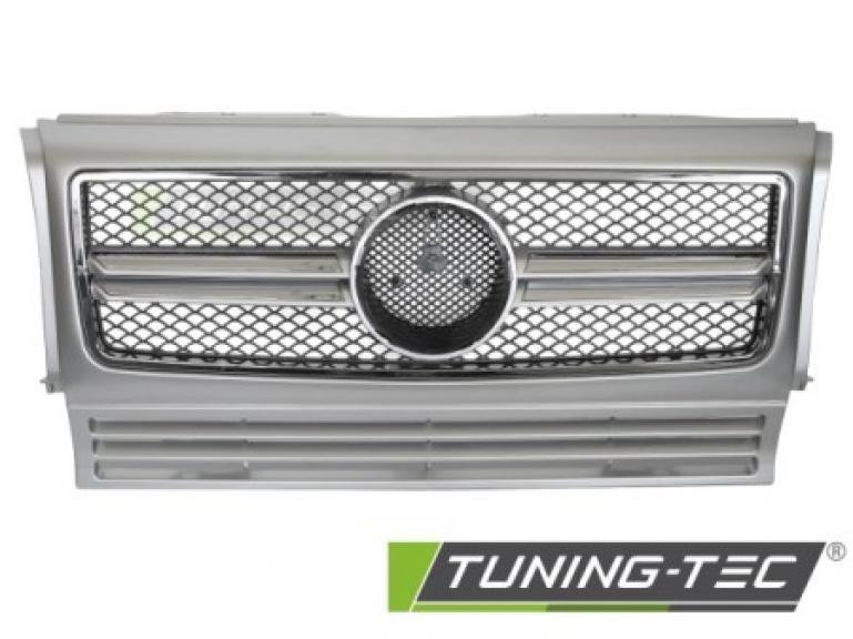Upgrade Design Sportgrill / Kühlergrill passend für Mercedes Benz G-Klasse W463 90-12 Hochglanz Silber/chrom