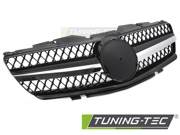 Upgrade Design Sportgrill / Kühlergrill passend für Mercedes Benz SL R230 01-06 Hochglanz schwarz/chrom