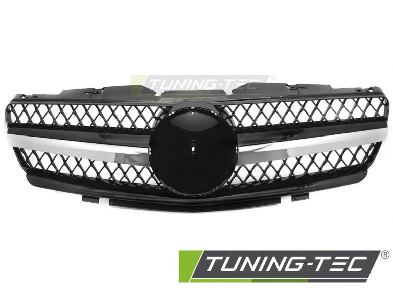 Upgrade Design Sportgrill / Kühlergrill passend für Mercedes Benz SL R230 01-06 Hochglanz schwarz/chrom