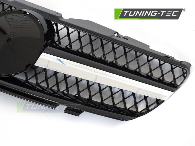 Upgrade Design Sportgrill / Kühlergrill passend für Mercedes Benz SL R230 01-06 Hochglanz schwarz/chrom