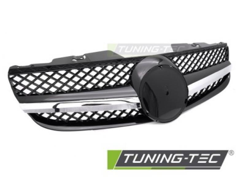 Upgrade Design Sportgrill / Kühlergrill passend für Mercedes Benz SL R230 Facelift 06-11 Hochglanz schwarz/chrom