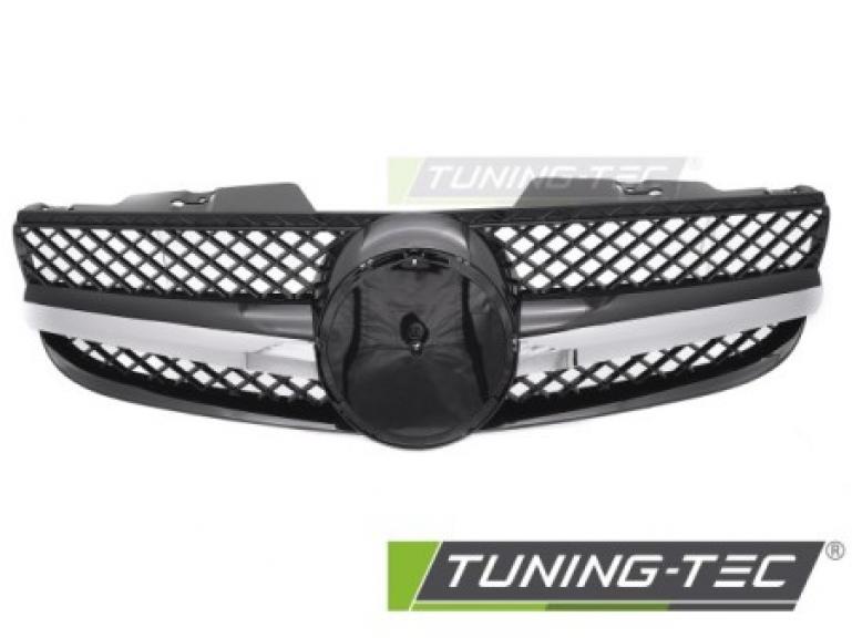 Upgrade Design Sportgrill / Kühlergrill passend für Mercedes Benz SL R230 Facelift 06-11 Hochglanz schwarz/chrom