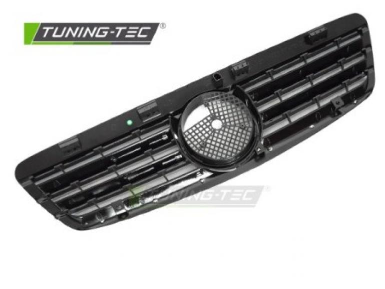 Preview: Upgrade Design Sportgrill / Kühlergrill passend für Mercedes Benz S-Klasse W220 98-02 Hochglanz schwarz /chrom