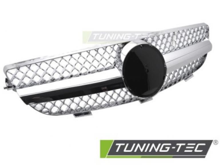 Upgrade Sportgrill / Kühlergrill passend für Mercedes Benz CLK W209 / A209 03-10 silber/chrom