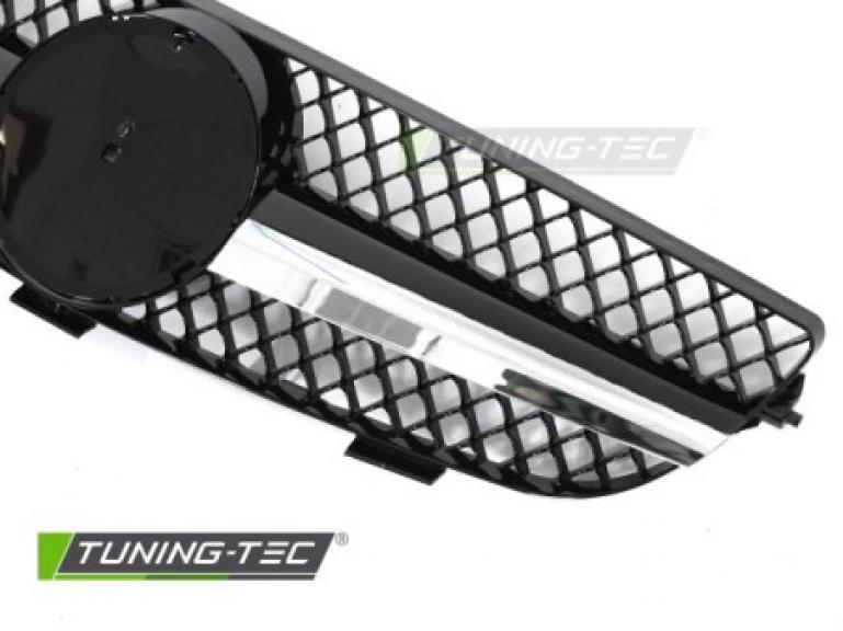 Preview: Upgrade Sportgrill / Kühlergrill passend für Mercedes Benz CLK W209 / A209 03-10 Hochglanz schwarz / chrom