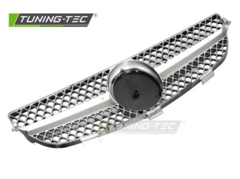 Preview: Upgrade Sportgrill / Kühlergrill passend für Mercedes Benz CLK W209 / A209 03-10 Hochglanz schwarz / chrom