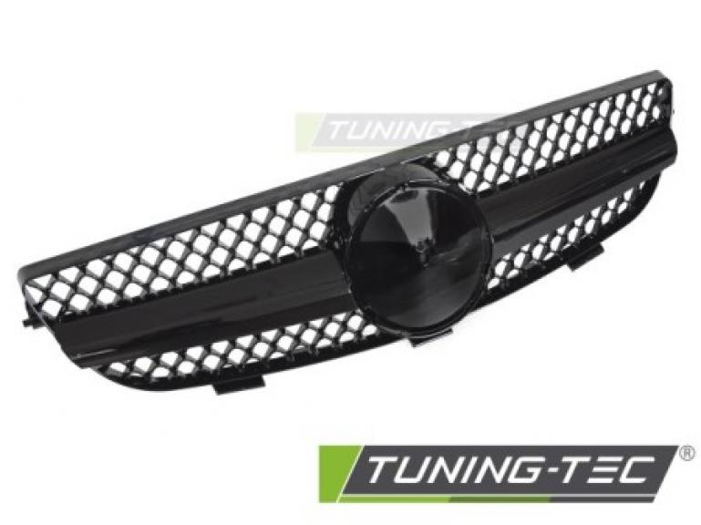 Upgrade Sportgrill / Kühlergrill passend für Mercedes Benz CLK W209 / A209 03-10 Hochglanz schwarz / chrom