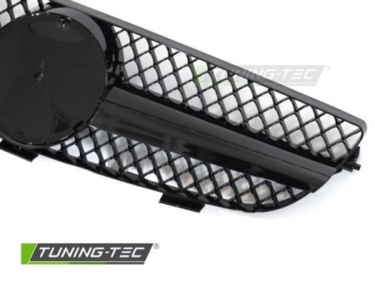 Preview: Upgrade Sportgrill / Kühlergrill passend für Mercedes Benz CLK W209 / A209 03-10 Hochglanz schwarz / chrom