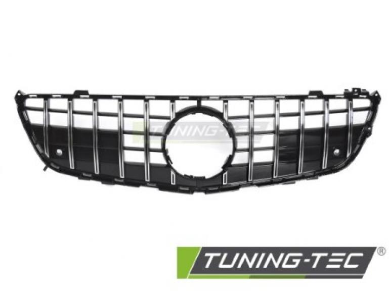 Preview: Upgrade Sportgrill / Kühlergrill passend für Mercedes Benz SL R231 11-16 Hochglanz schwarz / chrom
