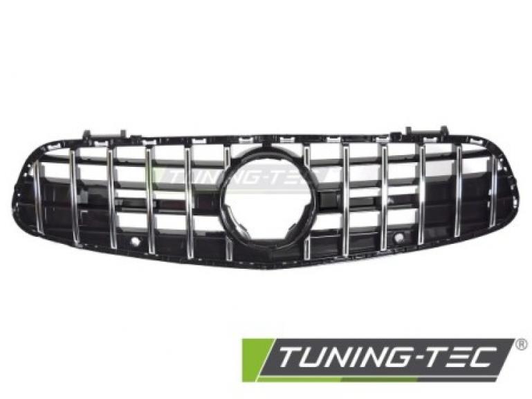 Preview: Upgrade Sportgrill / Kühlergrill passend für Mercedes Benz SL Facelift (Mopf) R231 16-20 Hochglanz schwarz / chrom