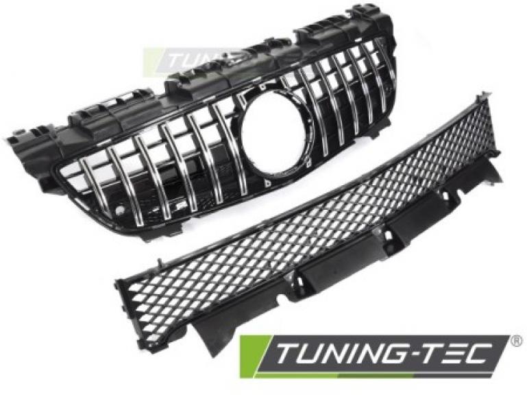 Upgrade Sportgrill / Kühlergrill passend für Mercedes Benz SLK R172 11-15 Hochglanz schwarz / chrom