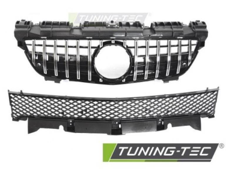 Preview: Upgrade Sportgrill / Kühlergrill passend für Mercedes Benz SLK R172 11-15 Hochglanz schwarz / chrom