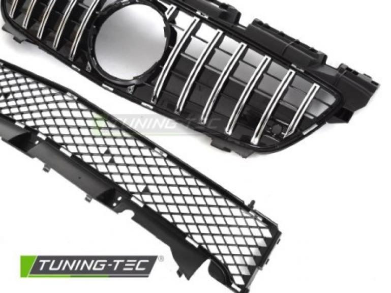 Preview: Upgrade Sportgrill / Kühlergrill passend für Mercedes Benz SLK R172 11-15 Hochglanz schwarz / chrom