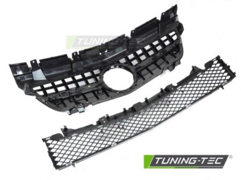 Preview: Upgrade Sportgrill / Kühlergrill passend für Mercedes Benz SLK R172 11-15 Hochglanz schwarz / chrom