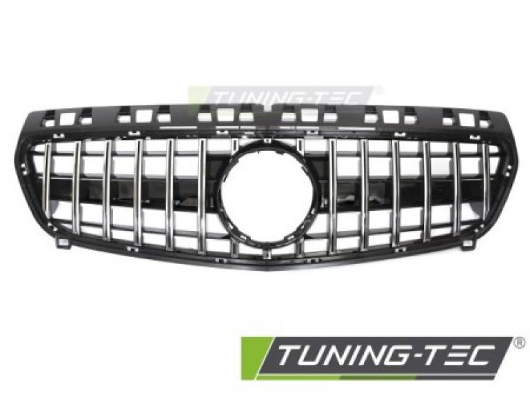 Preview: Upgrade Sportgrill / Kühlergrill passend für Mercedes Benz A-Klasse W176 12-15 Hochglanz schwarz/chrom