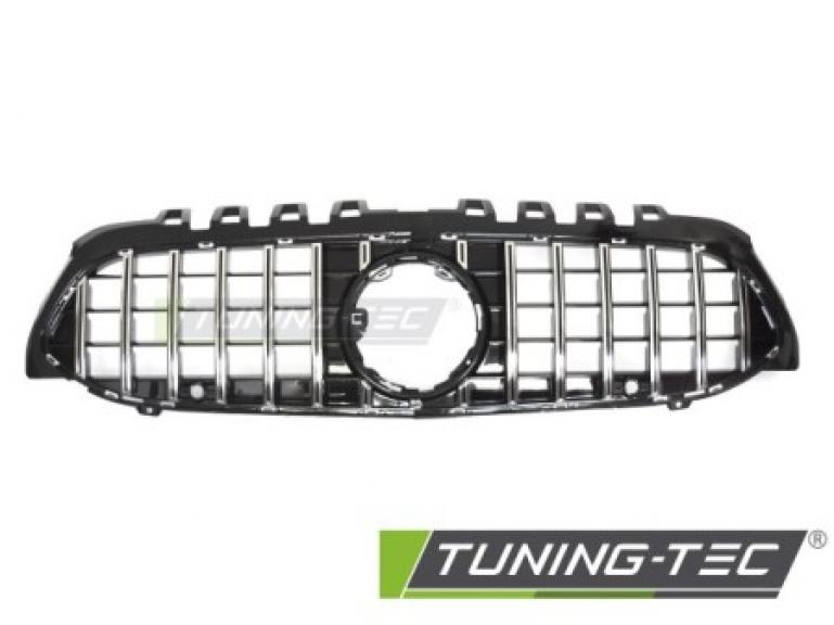 Preview: Upgrade Sportgrill / Kühlergrill passend für Mercedes Benz A-Klasse W177 18-22 Hochglanz schwarz/chrom
