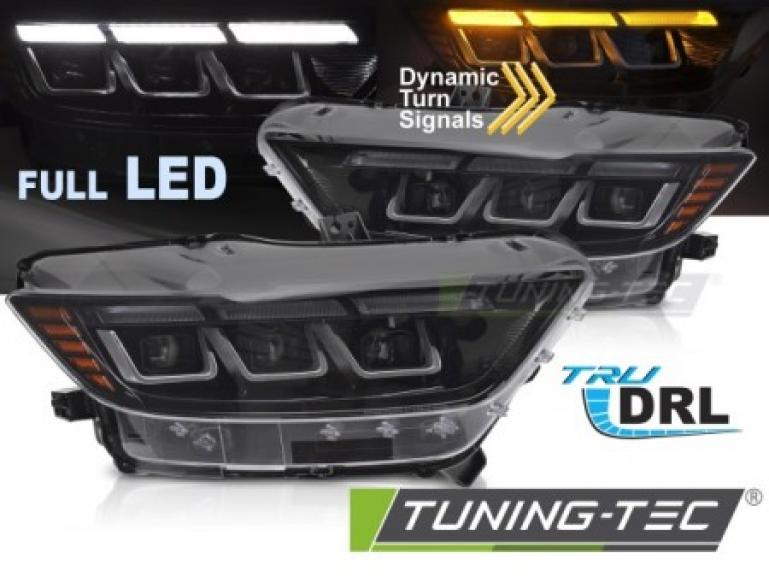 VOLL LED Upgrade Design Tagfahrlicht Scheinwerfer Set passend für Ford Mustang 14-17 schwarz mit dyn. Blinker & Willkommensfunktion