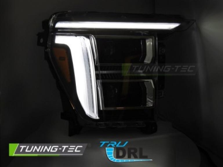 Preview: VOLL LED Tagfahrlicht Design Scheinwerfer Set für Ford F150 MK14 20-23 schwarz mit dyn. Blinker