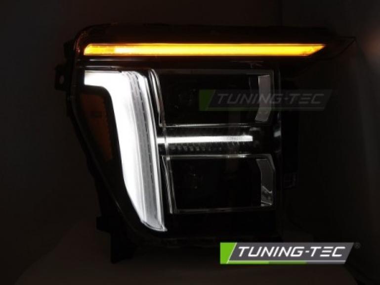 Preview: VOLL LED Tagfahrlicht Design Scheinwerfer Set für Ford F150 MK14 20-23 schwarz mit dyn. Blinker