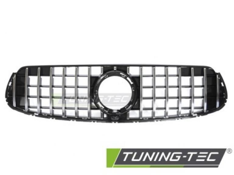 Preview: Upgrade Sportgrill / Kühlergrill passend für Mercedes Benz GLC (C253 / X253) 19-22 Hochglanz schwarz/chrom