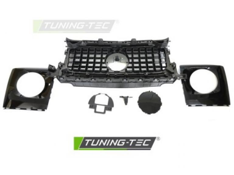 Upgrade Sportgrill / Kühlergrill + Scheinwerferblenden passend für Mercedes Benz G-Klasse W464 18-24 Hochglanz schwarz /chrom