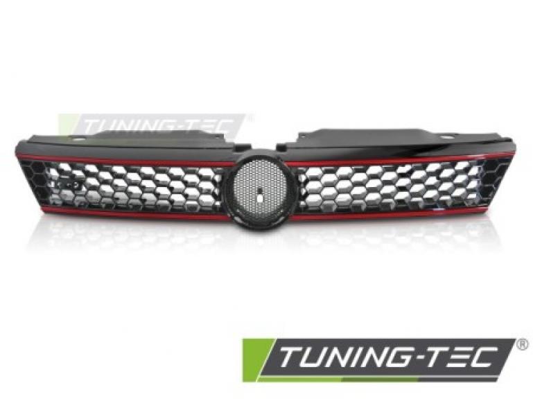 Preview: Upgrade Sportgrill / Kühlergrill für Volkswagen Jetta 11-14 Hochglanz- schwarz/rot in Wabendesign