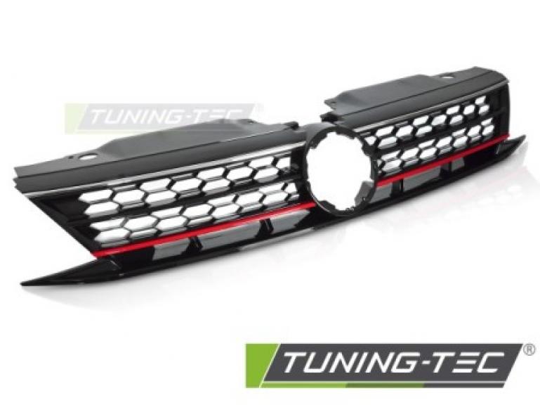 Upgrade Sportgrill / Kühlergrill für Volkswagen Jetta VI 14-18 Hochglanz- schwarz/rot in Wabendesign