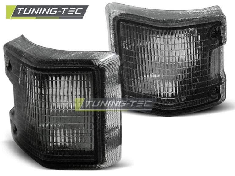 Top Angebot Schwarze eckige Multivan Doppelscheinwerfer + Sportgrill schwarz eckig + Südafrika Kühlergrill schwarz matt + Frontblinker smoke VW T3 Bus BJ 1979 - 1992
