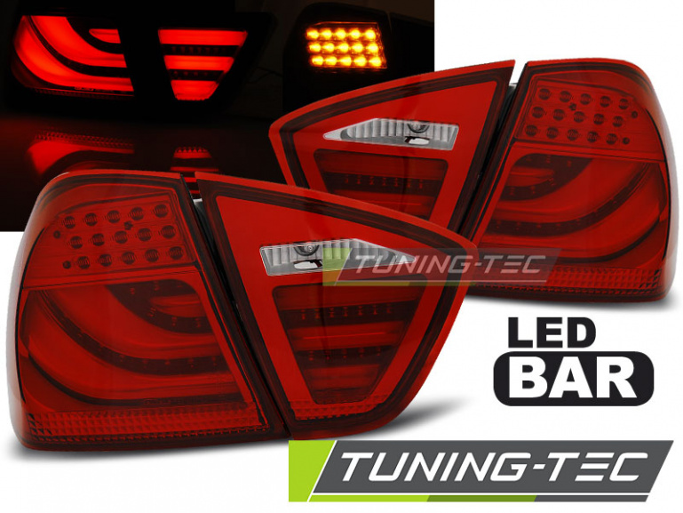 LED Lightbar Design Rückleuchten für BMW 3er E90 05-08 rot/klar mit LED Blinker