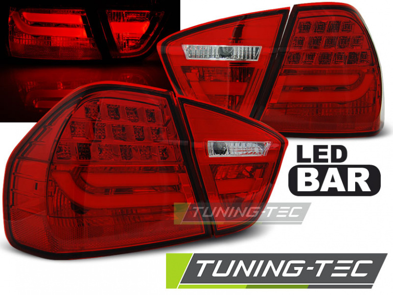 LED Lightbar Design Rückleuchten für BMW 3er E90 05-08 rot/klar mit LED Blinker