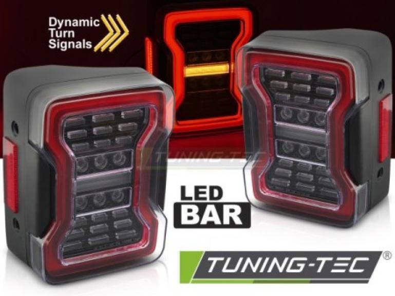 VOLL LED Lightbar Design Rückleuchten Set für Chrysler Jeep Wrangler JK 07-18 schwarz/klar mit dyn. Blinker