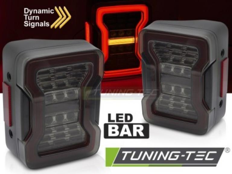 VOLL LED Lightbar Design Rückleuchten Set für Chrysler Jeep Wrangler JK 07-18 schwarz/rauch mit dyn. Blinker