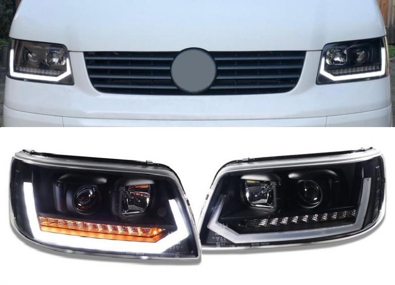Upgrade LED Tagfahrlicht Scheinwerfer VW T5 03-09 dynamisch schwarz