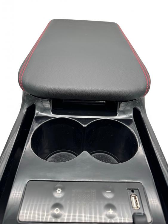 Upgrade+ "Freeze" Staufach Mittelkonsole Ablage für VW T5 03-09 mit Kühlfunktion, USB und Getränkehaltern + App Steuerung Grau