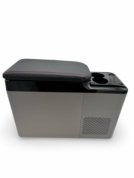 Upgrade+ "Freeze" Staufach Mittelkonsole Ablage für VW T6.1 19-24 mit Kühlfunktion, USB und Getränkehaltern + App Steuerung Grau