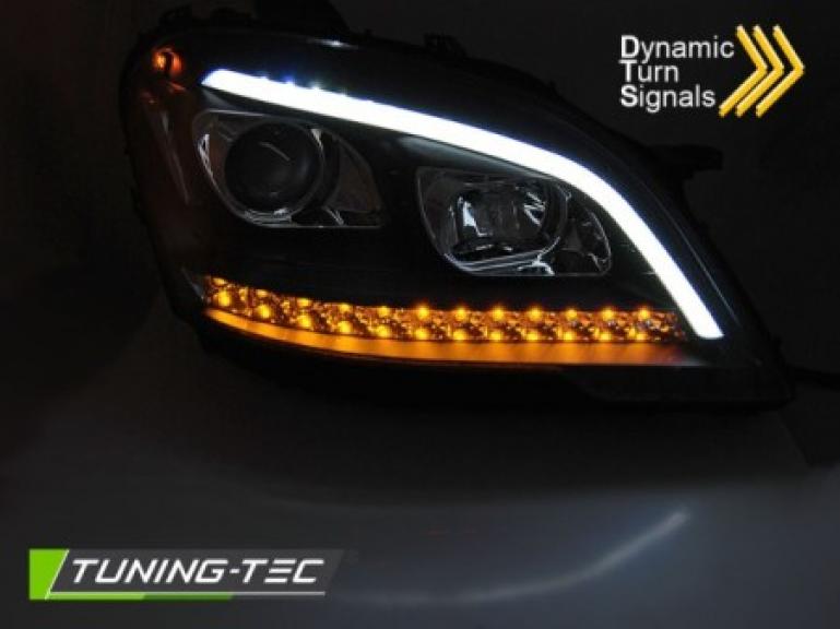 LED Tagfahrlicht Design Scheinwerfer für Mercedes Benz ML W164 Facelift 09-11 schwarz mit dynamischem LED Blinker