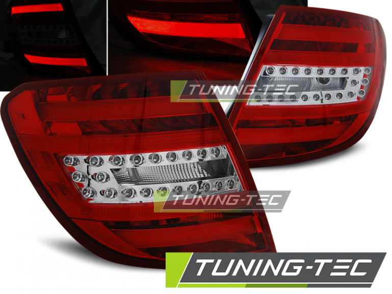 LED Lightbar Design Rückleuchten für Mercedes Benz C-Klasse W204 T-Modell 07-10 rot/klar