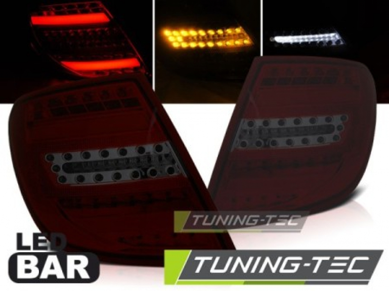 VOLL LED Upgrade Lightbar Design Rückleuchten Set für Mercedes Benz C-Klasse W204 T-Modell 07-10 rot/rauch
