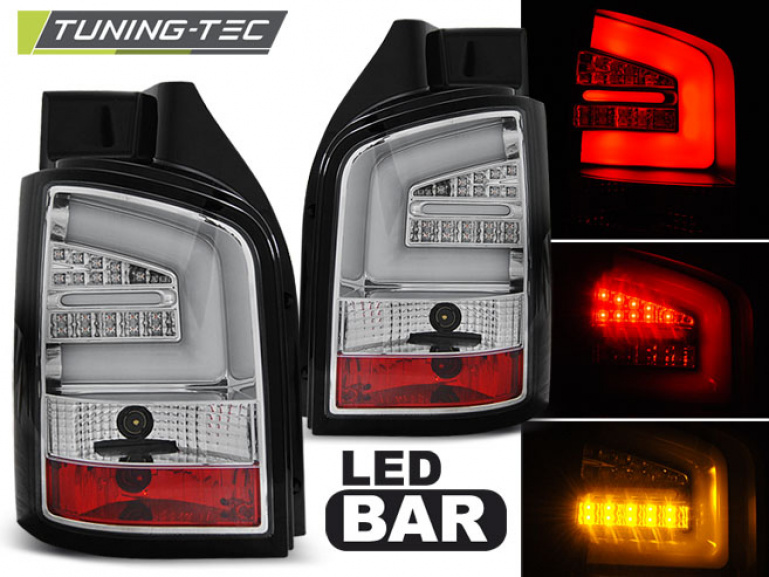 LED Lightbar Design Rückleuchten für VW T5 GP 10-15 chrom/klar