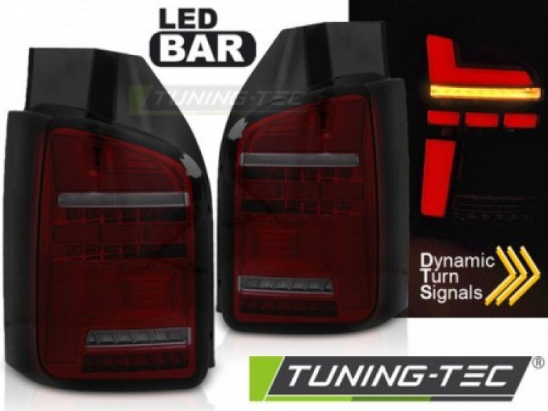 Voll LED Lightbar Design Rückleuchten für VW T5 Facelift (GP) 10-15 rot/rauch mit dynamischem Blinker