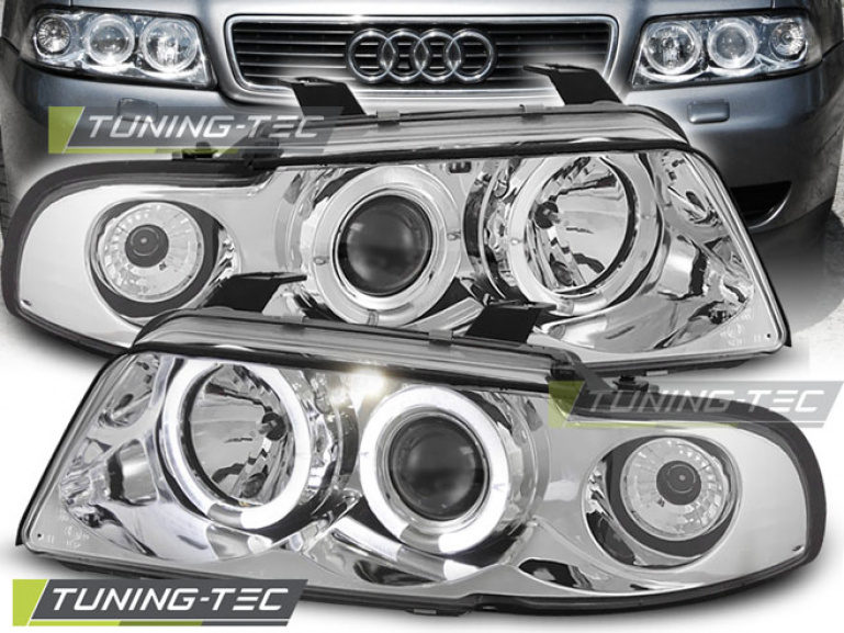 LED Angel Eyes Scheinwerfer für Audi A4 B5 94-98 chrom