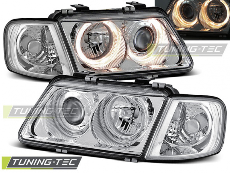 Upgrade Design Angel Eyes Scheinwerfer für Audi A3 (8L) 96-00 chrom